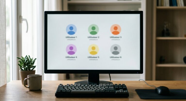 Écran de sélection de profils utilisateurs sur un ordinateur familial