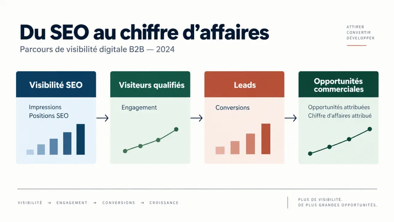 Optimiser la visibilité digitale de votre entreprise B2B en 2024 : parcours des indicateurs SEO jusqu’au chiffre d’affaires