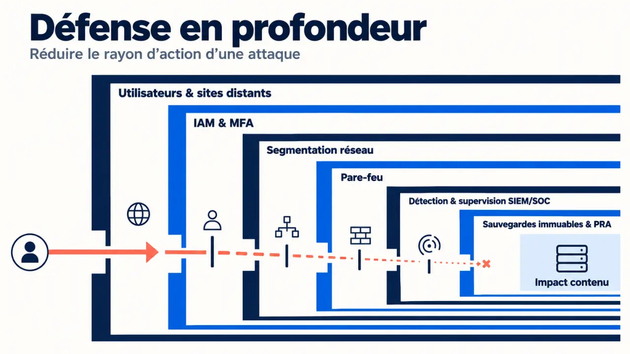 Schéma de défense en profondeur pour optimiser la cybersécurité des infrastructures IT pour les entreprises B2B
