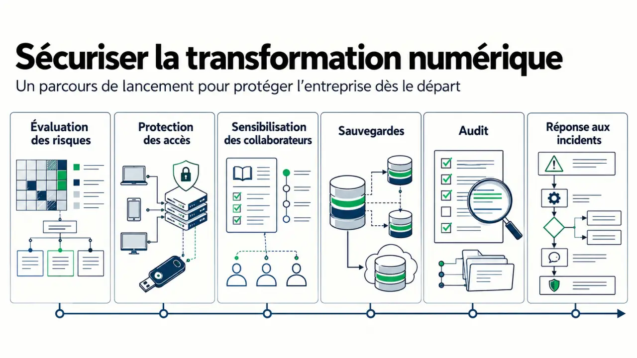 Schéma du processus pour sécuriser la transformation numérique lors du lancement de votre entreprise