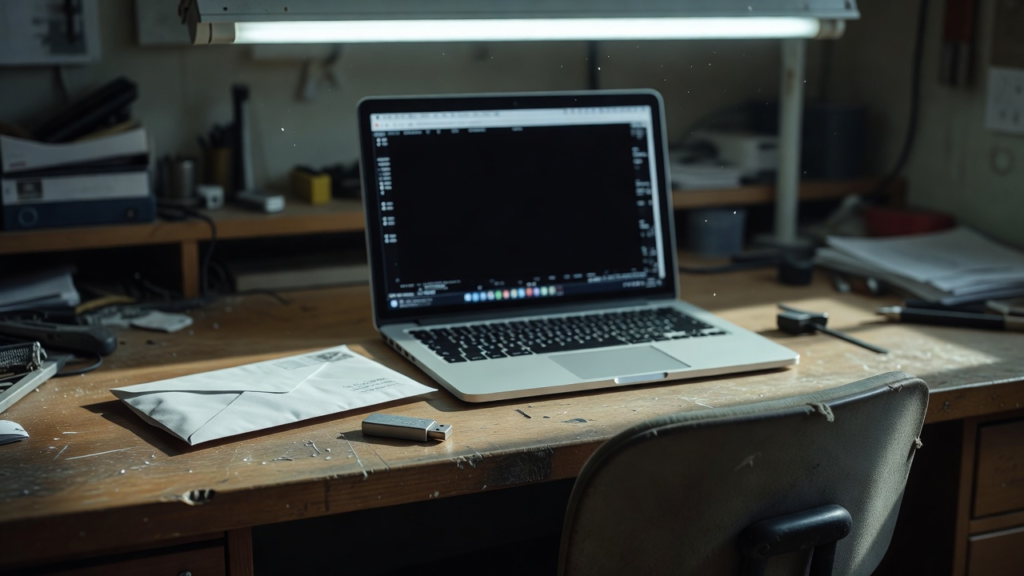 Sauvegarde déconnectée près d un ordinateur de gestion dans un local professionnel